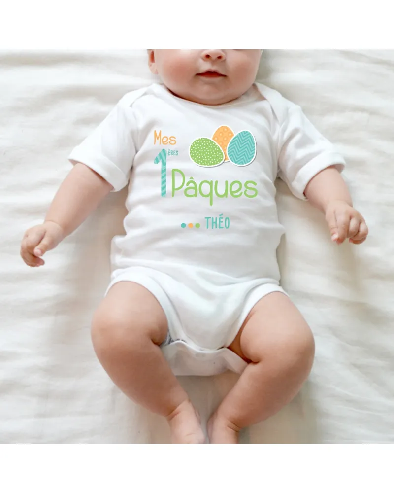 Body bébé Mes premières Pâques bleu