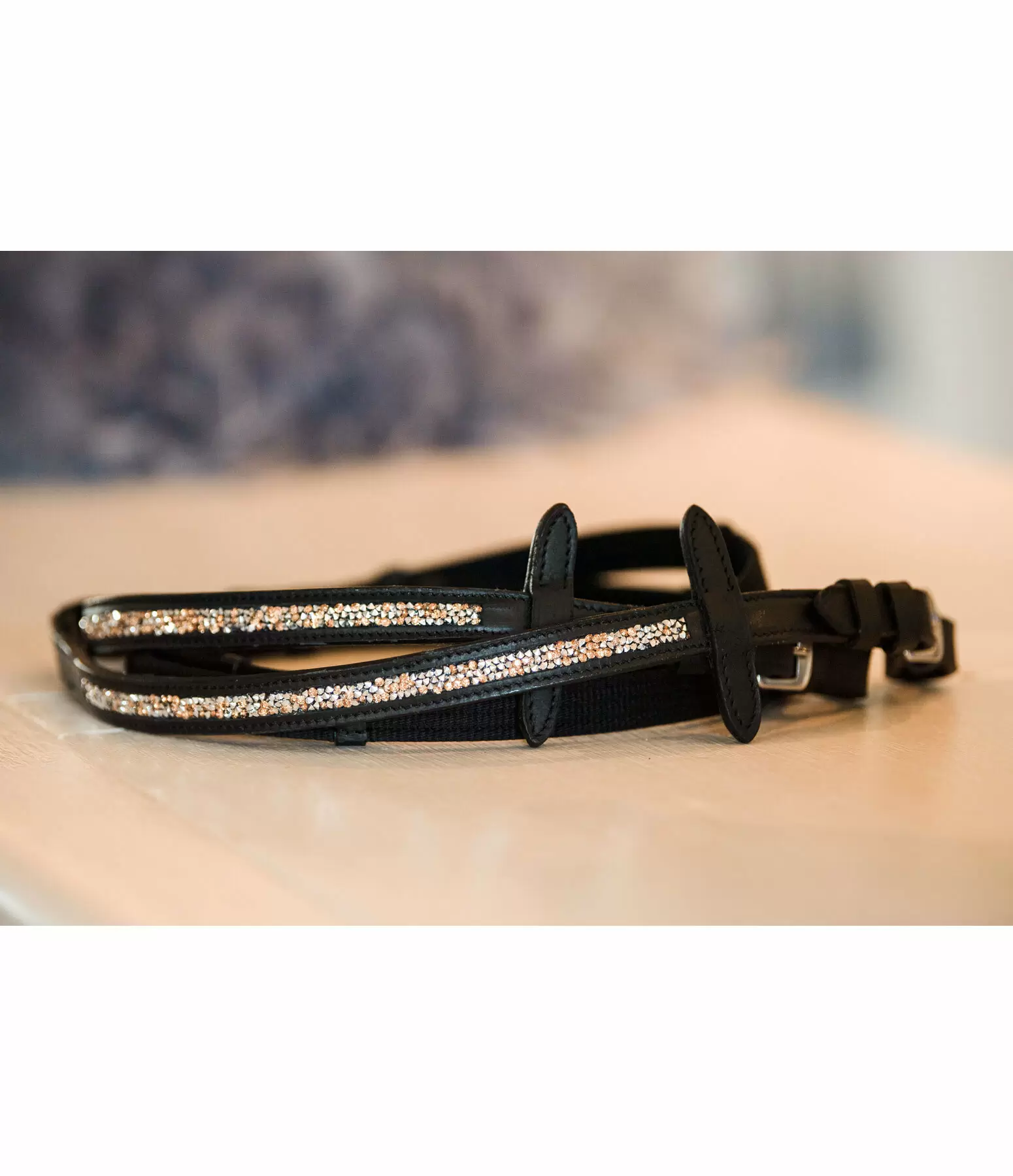 Rênes sangle en cuir gras  Crystal Diamond